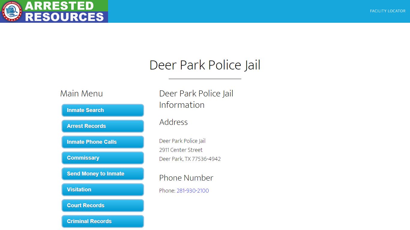 Deer Park Police Jail - Inmate Search - Deer Park, TX - Arrested Resources